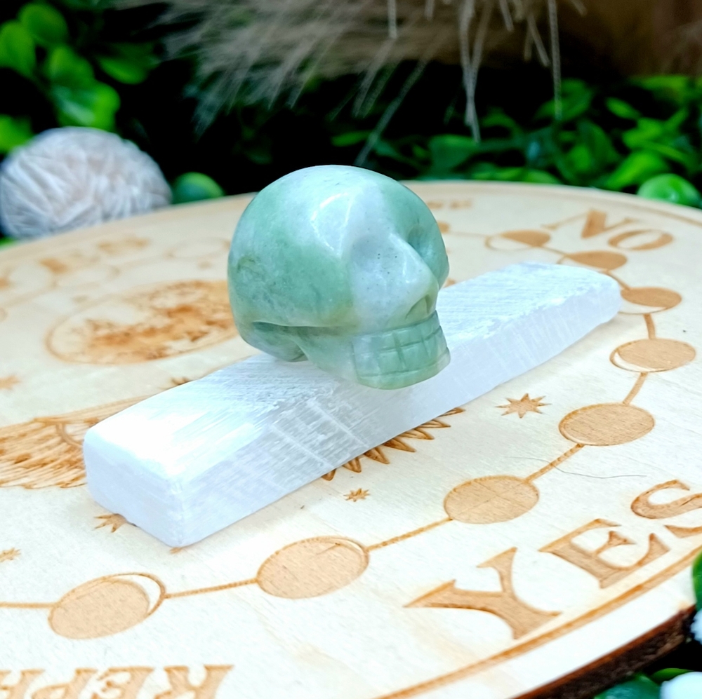 ● Green Jade Mini Skull Crystal Carving